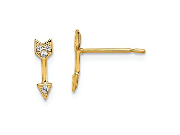 Picture of 14k Yellow Gold Cubic Zirconia Arrow Post Earrings