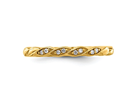 14K Yellow Gold Stackable Expressions Diamond Twist Ring 0.04ctw