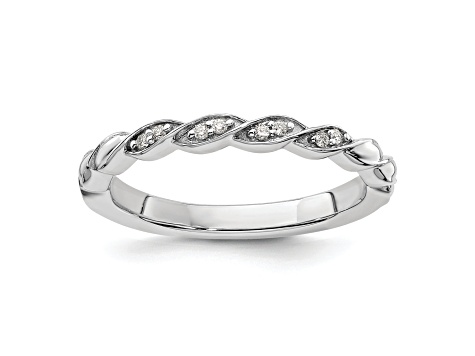 14K White Gold Stackable Expressions Diamond Twist Ring 0.04ctw