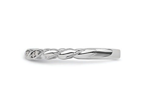 14K White Gold Stackable Expressions Diamond Twist Ring 0.04ctw