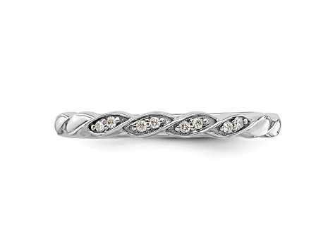 Sterling Silver Twisted Diamond Ring – Round Cut, 0.04 Cttw, Fashion Stackable Design - View #10
