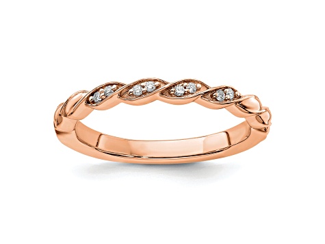 14K Rose Gold Stackable Expressions Diamond Twist Ring 0.04ctw