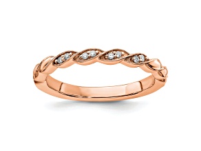 14K Rose Gold Stackable Expressions Diamond Twist Ring 0.04ctw