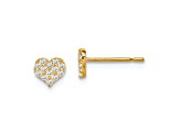 14k Yellow Gold Cubic Zirconia Heart Post Earrings