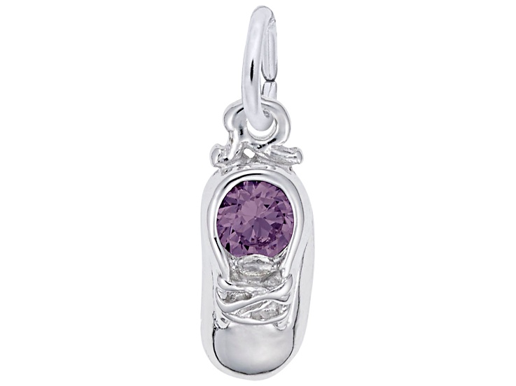 Silver June Crystal Babyshoe Charm - 18RXKF | JTV