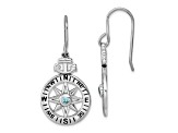 Rhodium Over Sterling Silver Polished Cubic Zirconia Compass Dangle Earrings
