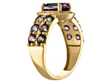 10K Yellow Gold Oval Mystic Fire Topaz and Diamond Ring 1.74ctw