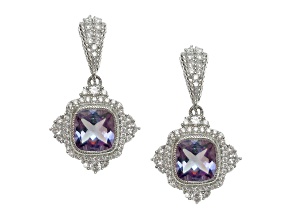 Judith Ripka 3.95ctw Amethyst And 1.8ctw Bella Luce Rhodium Over Sterling Silver Earrings