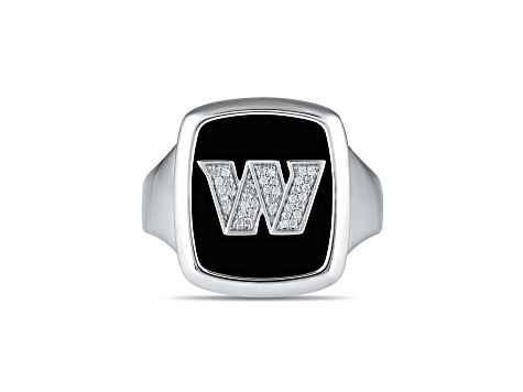 NFL True Fans Washington Commanders Men's Onyx and 0.05ctw Diamond Sterling Silver Ring