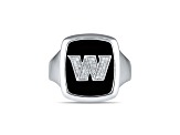 NFL True Fans Washington Commanders Men's Onyx and 0.05ctw Diamond Sterling Silver Ring