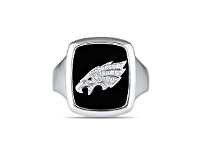 NFL True Fans Philadelphia Eagles Men's Onyx and 0.05ctw Diamond Sterling Silver Ring