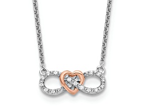 14K Two-Tone Lab Grown Diamond Heart Infinity Necklace