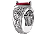 Sterling Silver Pear Shape Lab Created Ruby and Diamond Filigree Ring 3.5ctw
