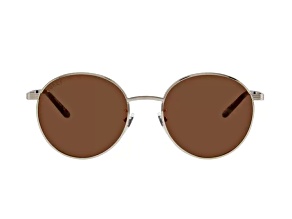 Gucci Silver Tone Frame / Brown Lens Round Sunglasses