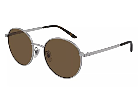 Gucci Silver Tone Frame / Brown Lens Round Sunglasses  display picture 1