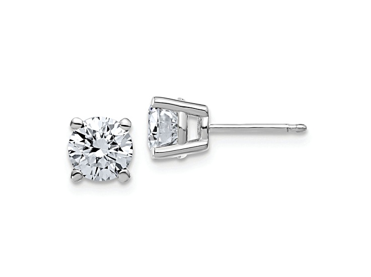 Rhodium Over 14K White Gold 1.75ct. 6.0mm Round D E F Pure Light Moissanite Earrings