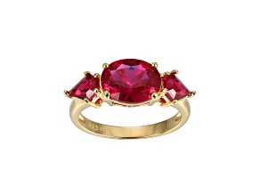 Lab Created Ruby 18k Yellow Gold Over Sterling Silver July Birthstone Ring 3.47ctw
