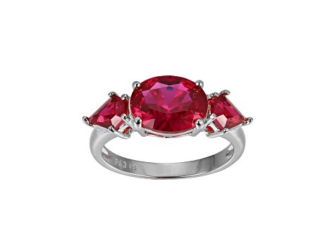 Lab Created Ruby Platinum Over Sterling Silver July Birthstone Ring 3.47ctw