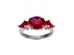 Lab Created Ruby Platinum Over Sterling Silver July Birthstone Ring 3.47ctw