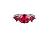 Lab Created Ruby Platinum Over Sterling Silver July Birthstone Ring 3.47ctw