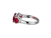 Lab Created Ruby Platinum Over Sterling Silver July Birthstone Ring 3.47ctw