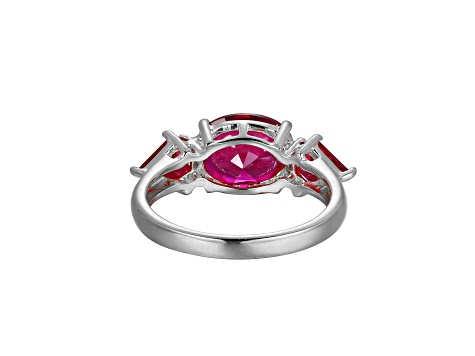 Lab Created Ruby Platinum Over Sterling Silver July Birthstone Ring 3.47ctw