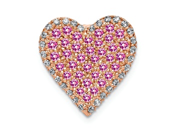 Picture of 14k Rose Gold Diamond and Pink Sapphire Vintage Heart chain slide