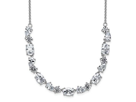 Rhodium Over Sterling Silver Polished Fancy Cubic Zirconia Necklace