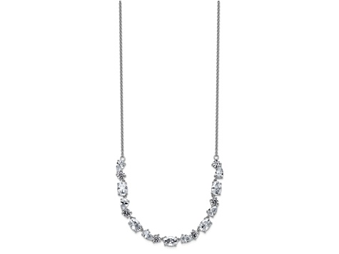 Rhodium Over Sterling Silver Polished Fancy Cubic Zirconia Necklace