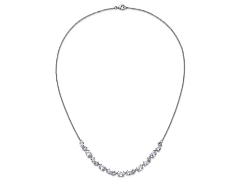 Rhodium Over Sterling Silver Polished Fancy Cubic Zirconia Necklace