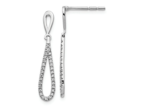 Rhodium Over 14K White Gold Lab Grown Diamond Teardrop Dangle Post Earrings