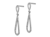 Rhodium Over 14K White Gold Lab Grown Diamond Teardrop Dangle Post Earrings