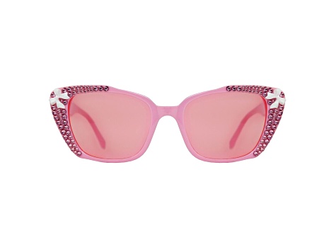 Pink Crystal Rectangular Frame Sunglasses