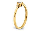 14K Yellow Gold Petite Rope Edge Pear Diamond Ring 0.09ctw