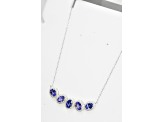 Oval Tanzanite and Round White CZ Rhodium Over Sterling Silver Necklace, 4ctw