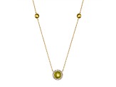 Peridot and Diamond 10K Yellow Gold Station Necklace 3.13ctw