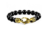 Invicta Jewelry Men's Onyx Stone Yellow Clasp Bead Bracelet (10mm) - 8"