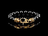 Invicta Jewelry Men's Onyx Stone Yellow Clasp Bead Bracelet (10mm) - 8"