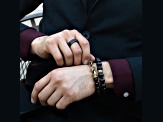 Invicta Jewelry Men's Onyx Stone Yellow Clasp Bead Bracelet (10mm) - 8"