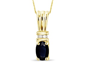 Black Sapphire 14K Gold over Sterling Silver Pendant with Chain 0.55ctw