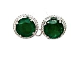 14.00 Ctw Emerald and 0.60 Ctw White Diamond Earring in 18K WG