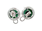 14.00 Ctw Emerald and 0.60 Ctw White Diamond Earring in 18K WG
