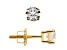 White Cubic Zirconia 14k Yellow Gold Studs With Velvet Gift Box 1.00ctw