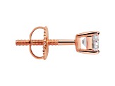 White Cubic Zirconia 14k Rose Gold Studs With Velvet Gift Box 1.00ctw