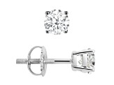 White Cubic Zirconia 14k White Gold Studs With Velvet Gift Box 1.00ctw