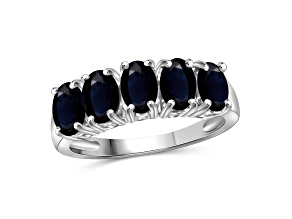 Black Sapphire Rhodium Over Sterling Silver Ring 2.80ctw