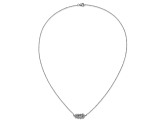 Rhodium Over Sterling Silver Polished Cubic Zirconia Leaf Necklace