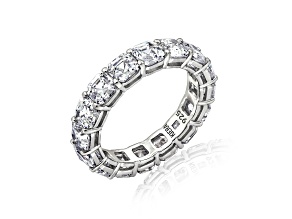 White Cubic Zirconia Platinum Over Sterling Silver Asscher Cut Ring 5.10ctw