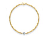 14K Yellow Gold with White Rhodium Diamond Curb 7.25-inch Bracelet 0.10ctw