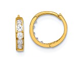 14K Yellow Gold 2mm Cubic Zirconia Huggie Hoop Earrings